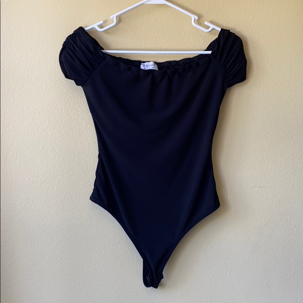 Anthropologie Mocking Jay Black Bodysuit